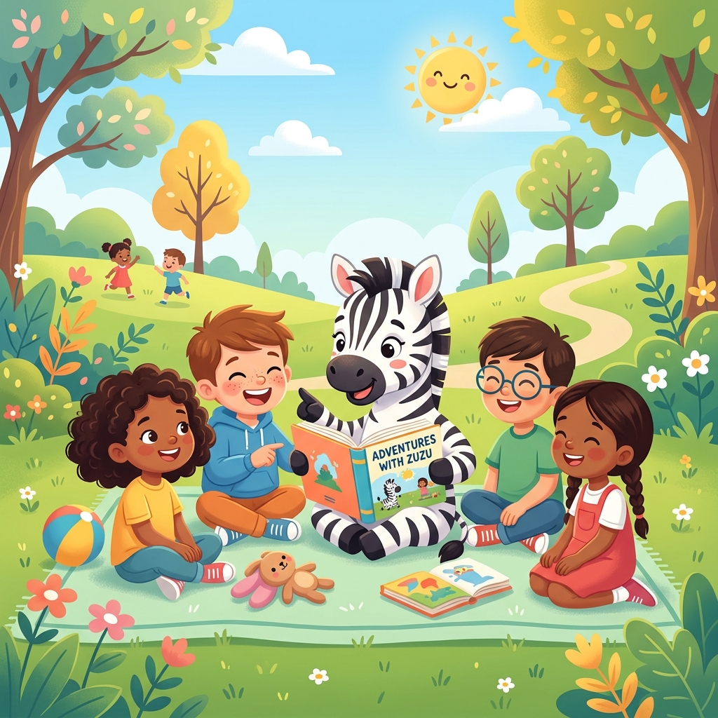 Zuzu playing with children